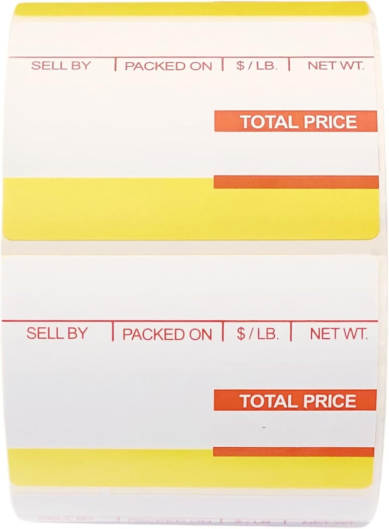 VisionTechShop ISHIDA 1819 Printing Scale Label, AC, Astra, RED/Yellow UPC 64mm x 47mm, 800 Per Roll, 12 Rolls per Case - Image 2